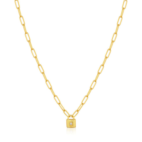 Gold Chunky Chain Padlock Necklace